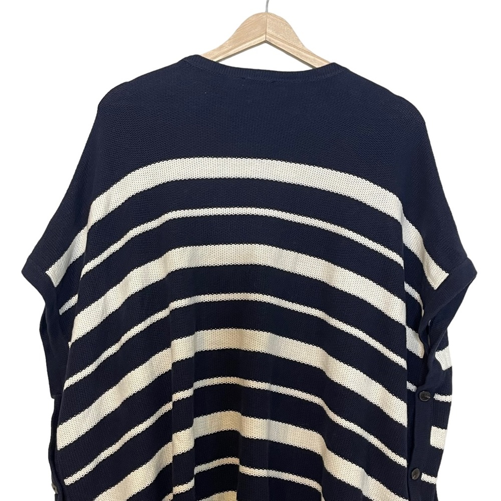 Talbots Striped Knit Poncho Shrug Cardigan Size M / L Side Buttons Slouchy NEW - Picture 4 of 9